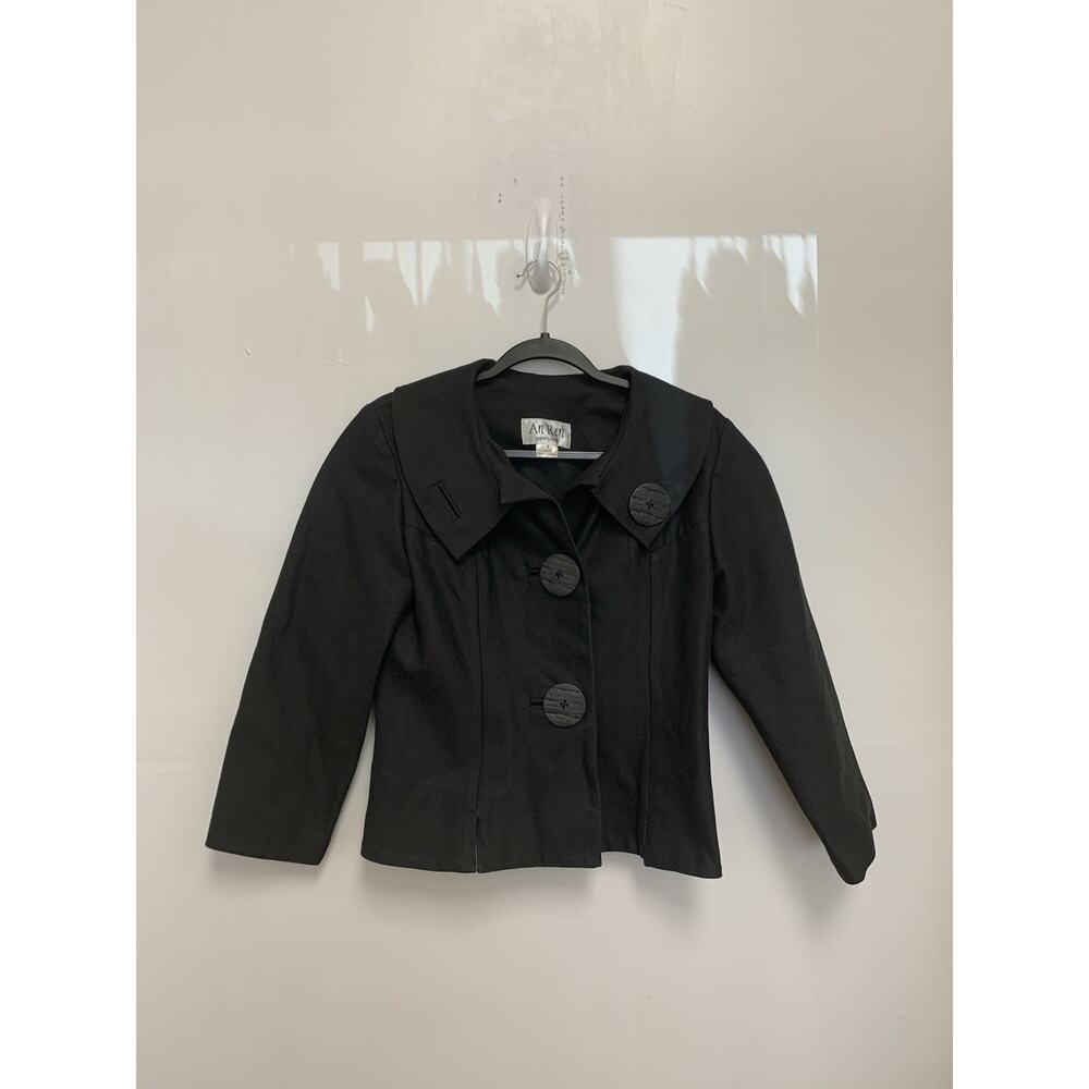 Vintage An Ren New York Designer Collectible Black Cropped Babydoll Blazer Small